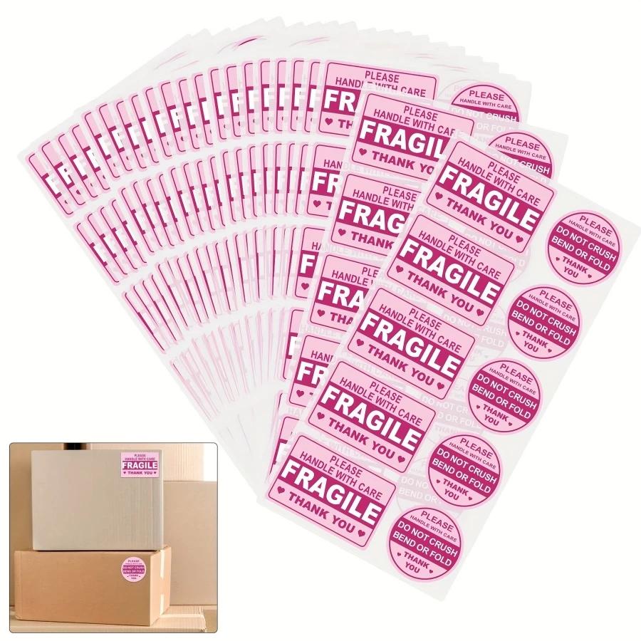 100 Pcs Fragile Stickers for Shipping - No Fold, No Fall Off - Waterproof Packaging Labels for Mailing & Boxes