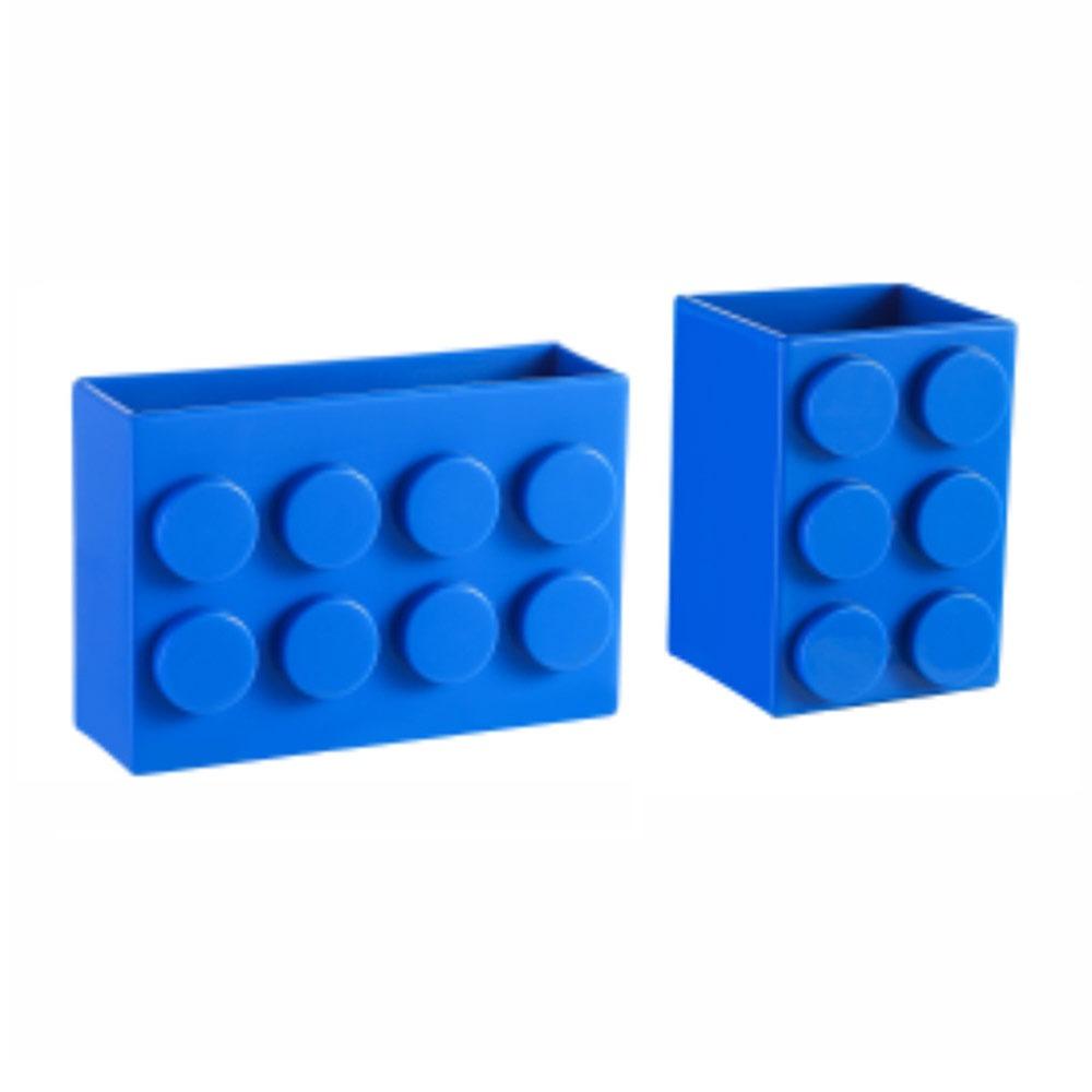 2Pcs Building Block Block Storage Box Tableware Container Desk Organizer  Kitchen Supplies