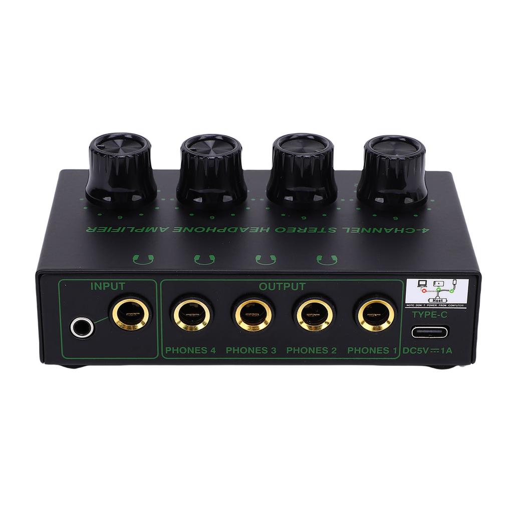 4 Channel Headphone Amplifier USB Power Supply Port Knob Volume Adjustment Stereo Headphone Amplifier