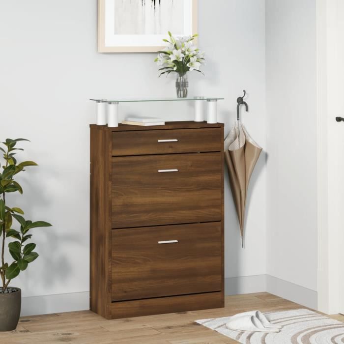 VidaXL Armoire à chaussures Chêne marron 63x24x104cm Bois d'ingénierie 342569