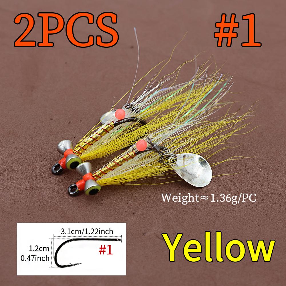 

2/4PCS Clouser Minnow Fly with Spinner Blades for Fishing Saltwater Freshwater Fly for Bass Trout Tuna Striper Shad #1 #2/0