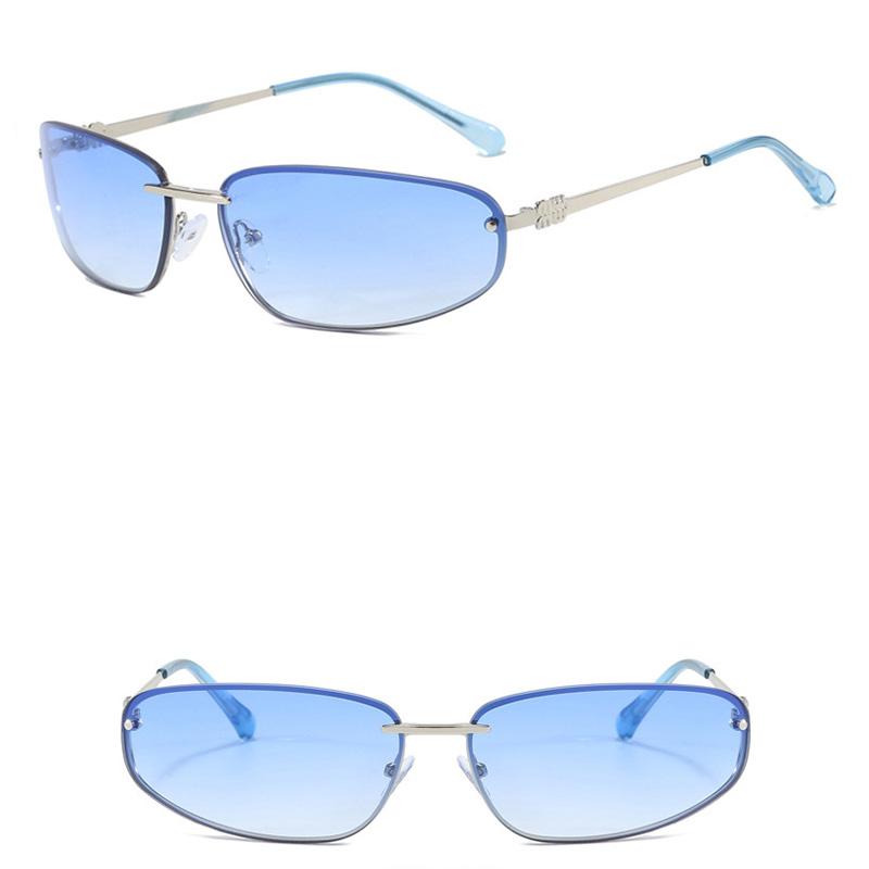 Fashion Women's Sunglasses Y2K Style High-end Metal Frameless Oval Outdoor UV Resistant Shades