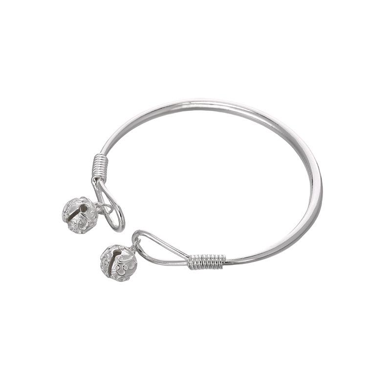 Silver-Plated White Copper Hollow Palace Bell Bracelet - Elegant Retro Open Cuff Bangle, Perfect Gift for Girlfriend, Stylish Niche Design.