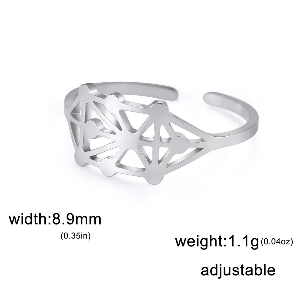 

My Shape Sephirot Kabbalah Tree of Life Rings Women Stainless Steel Adjustable Size Geometric Finger Ring Amulet Fashion Jewelry resizable