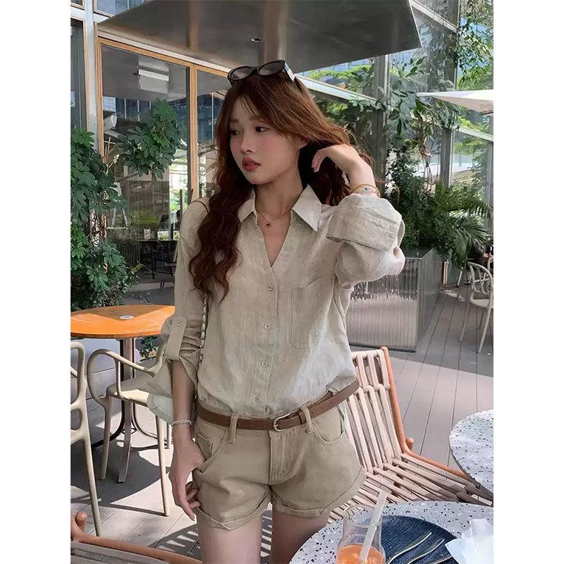 Women's French Retro Long Sleeve Shirt - 2026 Spring Collection, Loose-Fit, Classic Style