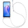Shoulder Strap Case for Oppo Reno 8 5g Anti-scratch Reinforced Corners + White Shoulder Strap