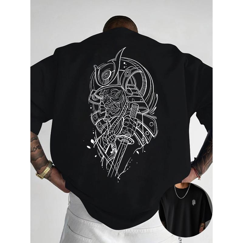 European Size Creative Front And Back Printed Round Neck T-Shirt, Trendy And Fashionable Short Sleeves for Summer, Casual Everyday Style Top