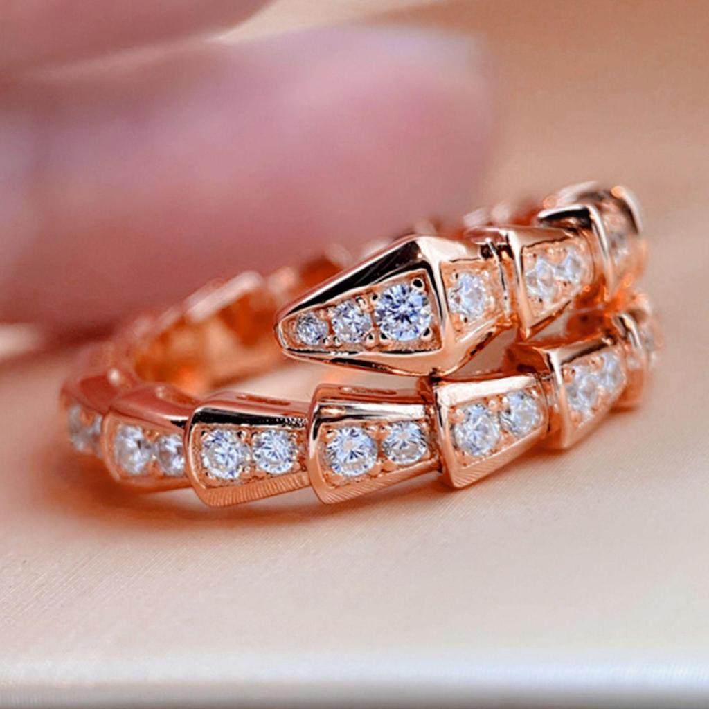 Platinum-Plated Open Bamboo Joint Zircon Knuckle Ring