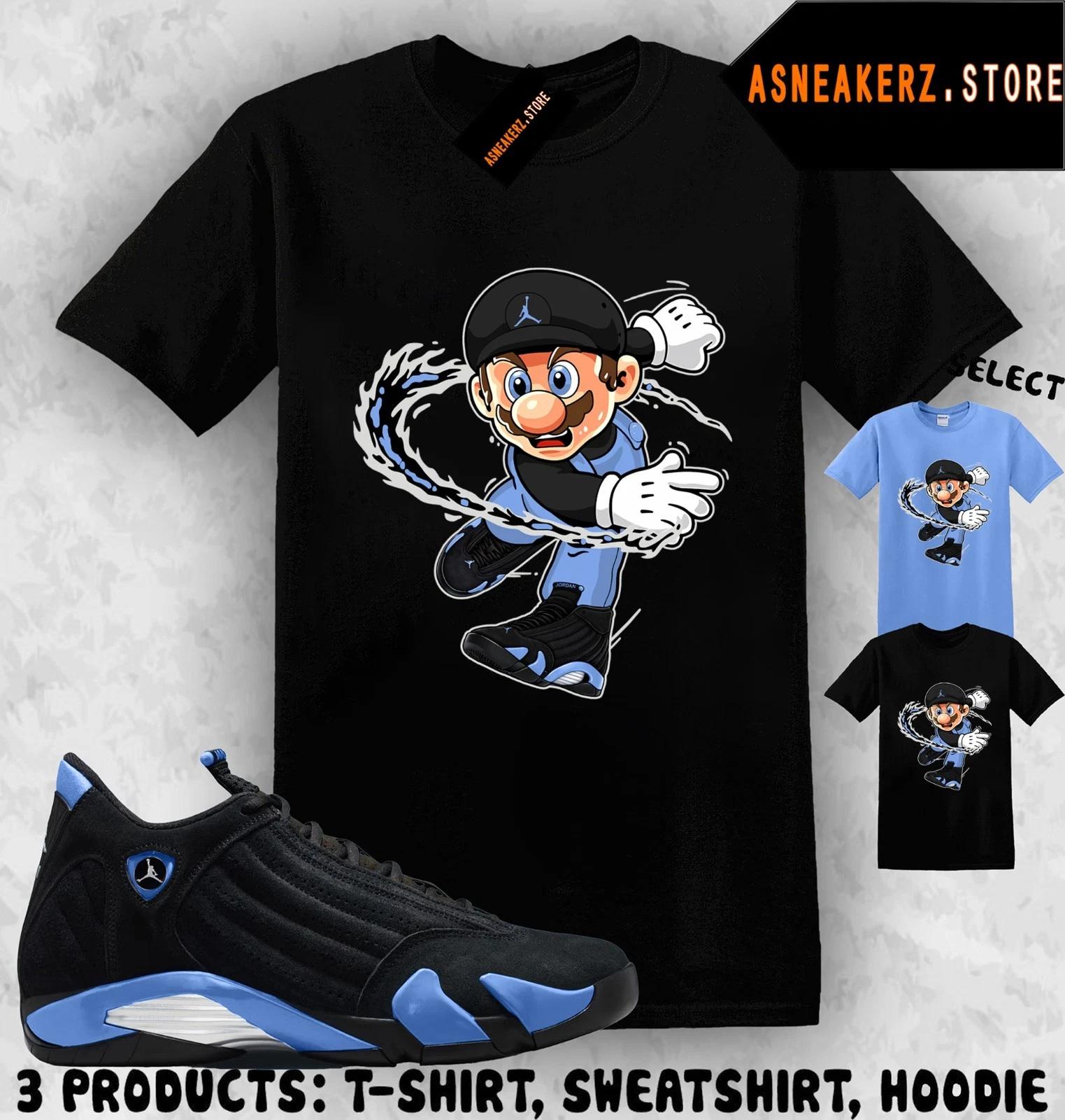 

Рубашка в тон AJ 14 Black University Blue 2026 Совпадающая кроссовка Кроссовка Кроссовщик Марио M