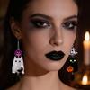 1PAIR popular Halloween black and white ghost pumpkin bat acrylic earrings funny niche design creative earrings