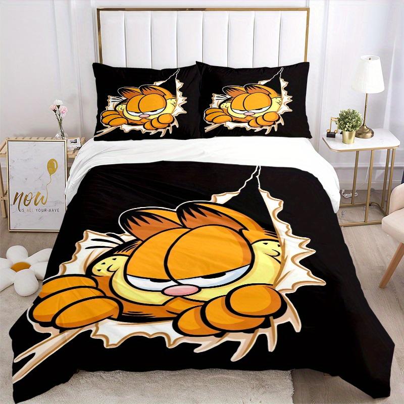 3pcs Garfield Cartoon Character Bedding Set, Including 1 Quilt Cover and 2 Pillow Shams,Soft and Comfortable Home Bedroom.F011
