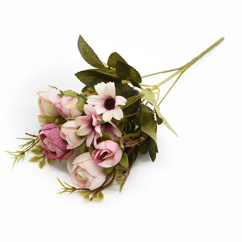 

Многоцветные чайные розы вазы для украшения дома аксессуары искусственные ромашки пластиковые растения свадебные декоративные искусственные цветы дешевые