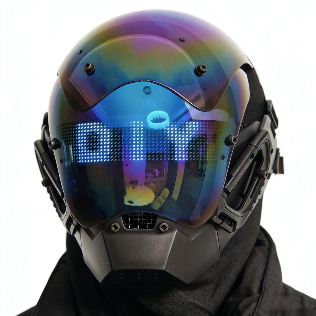 Cască cyberpunk pentru jocuri de rol, mască cool, cu ecran LED pentru text și imagini editabile, mască de războinic ninja, cadou de Crăciun și ziua de naștere