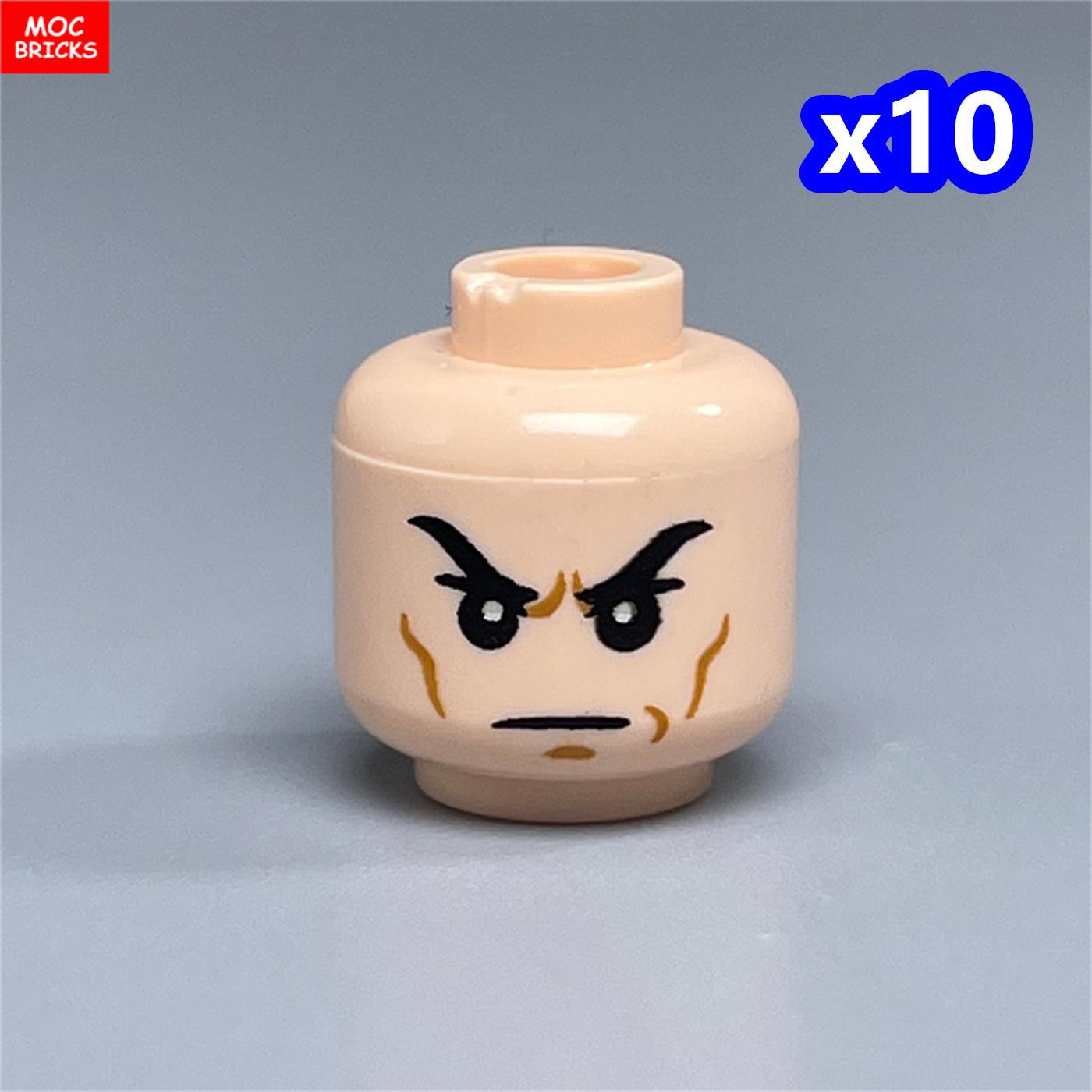 

10pcs MOC Bricks Printed Head Beard Men Woman Face Cool Expression Building Blocks Playthings Presents