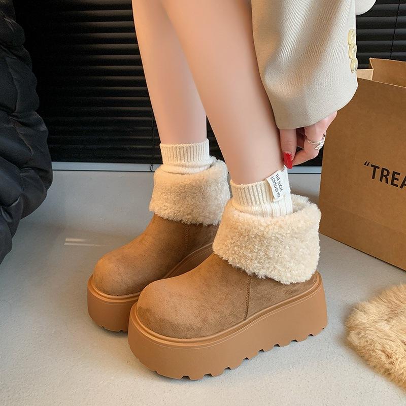 Premium Retro Thick Sole Heightened Thick Velvet Thickened Warm Snow Boots Women's 2025 Winter New Small Cotton Boots