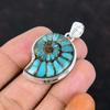 Bue Turquoise In Ammonite Fossil Pendant Gemstone Pendant Antique Jewelry 925 Sterling Silver Pendant Handmade Decent Pendant Gifts for Him