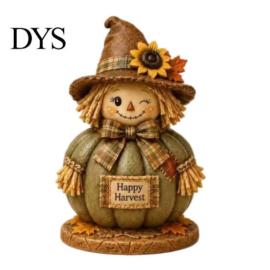 Maple Leaf Sunflower Yard Accents 3 Pcs Fall Wooden Scarecrow Figurines, Farmhouse Rustic Statue with Decorative Craft for Thanksgiving Leaf,