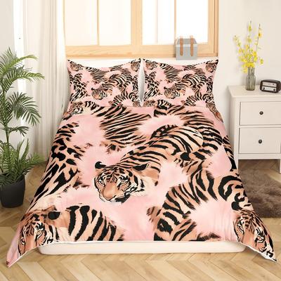 Tiger Bettbezug Set Für Teenager Queen King Size Leichte Deckenbezüge Wildtiermuster Bettwäsche Set Schlafzimmer Dekor Ohne Bettdecke