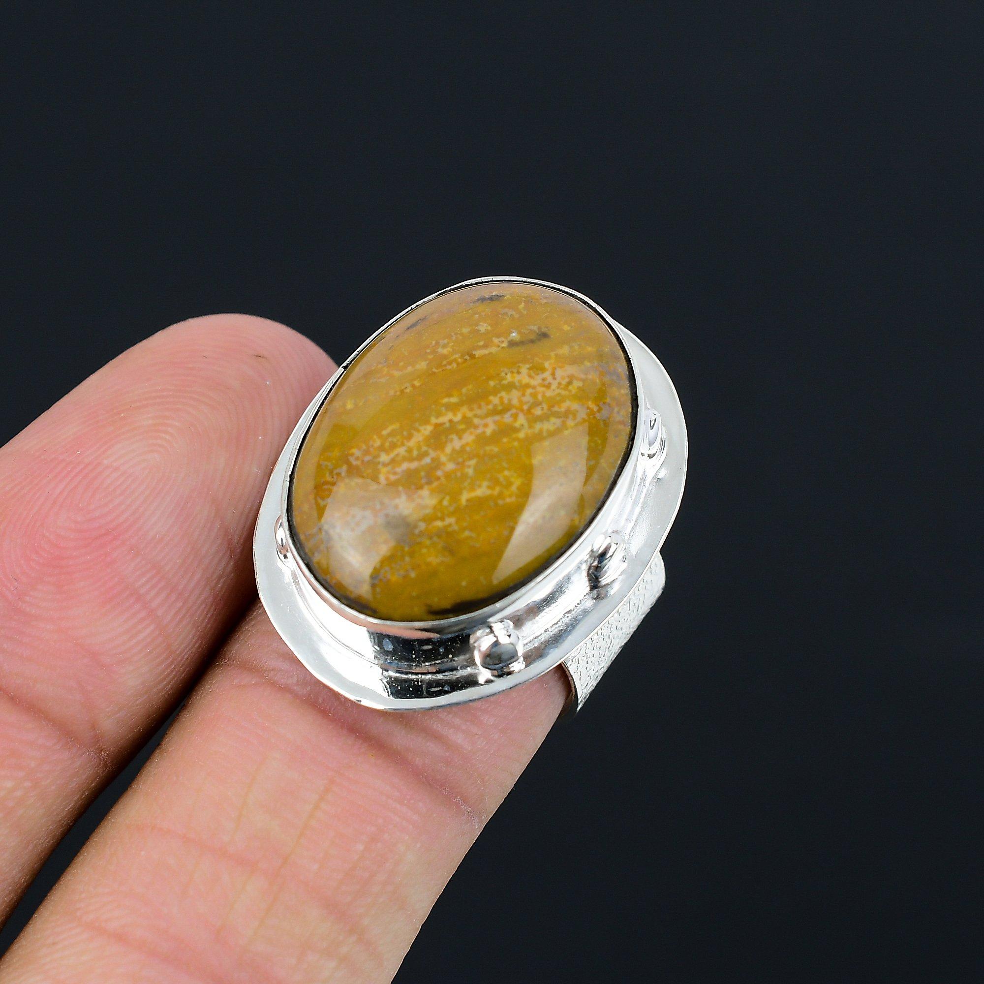 Sisters Day Deal 925 Silver Natural Moroccan Seam Agate Stackable Ring US 8.5 8.5