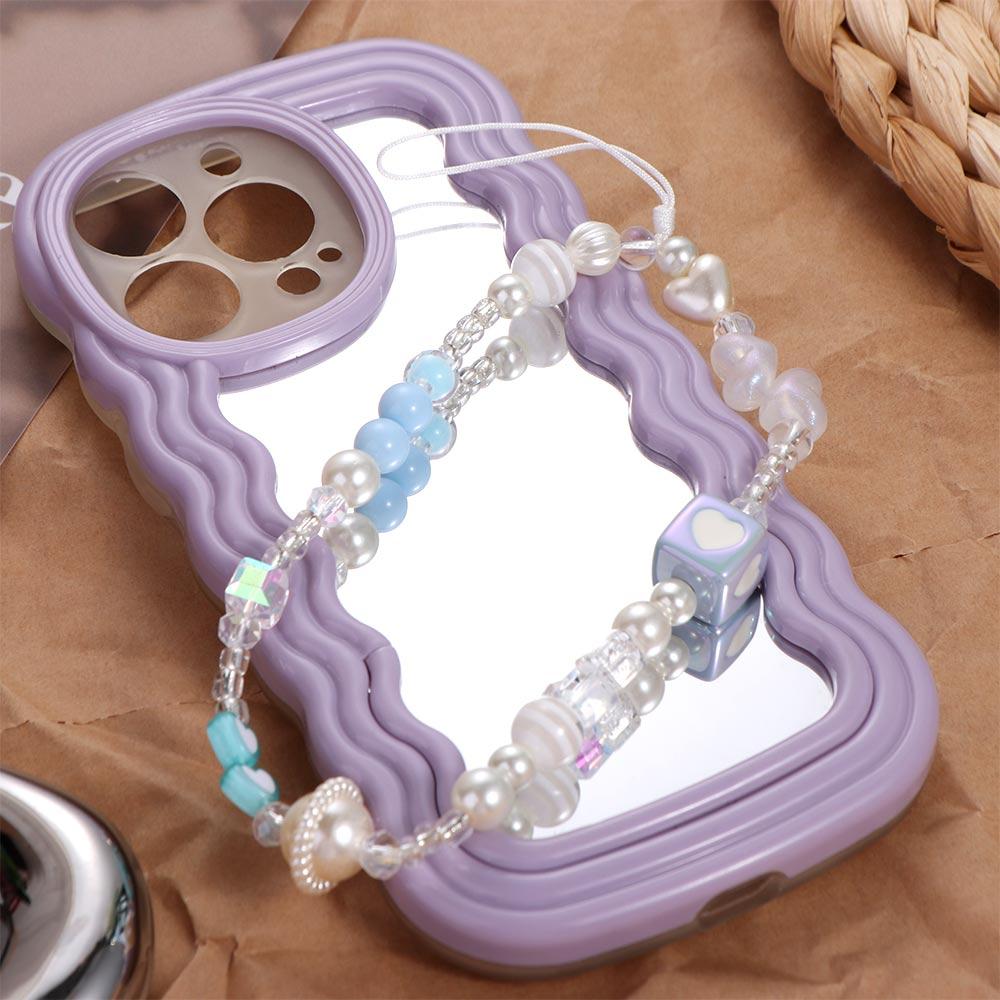 Y2K Silver Phone Lanyard Clear Star Beads Phone Chain Cell Phone Strap Bracelet Keychain