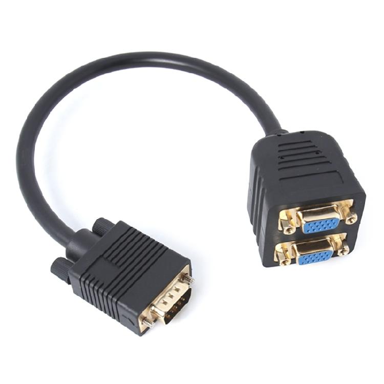 15Pin VGA Y Adapter VGA Male To Double Female Connectors VGA Cable For Double Monitor Offices Projectors Setups