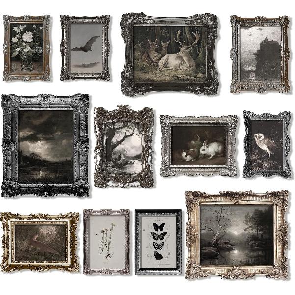 97 Decor Dark Academia Wall Art - Dark Academia Decor For Bedroom, Vintage Gothic Wall Art Prints Witchy Posters, Moth Skull Painting Gothic Home Dark Academia