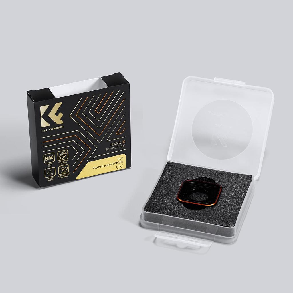 Concept UV-Filter für GoPro Hero 9 Black AGC Optisches Glas Hohe Lichtdurchlässigkeit 28-Schichtige Nano-Beschichtung Schutzfilter Schutzfilter Wasserdicht Öl
