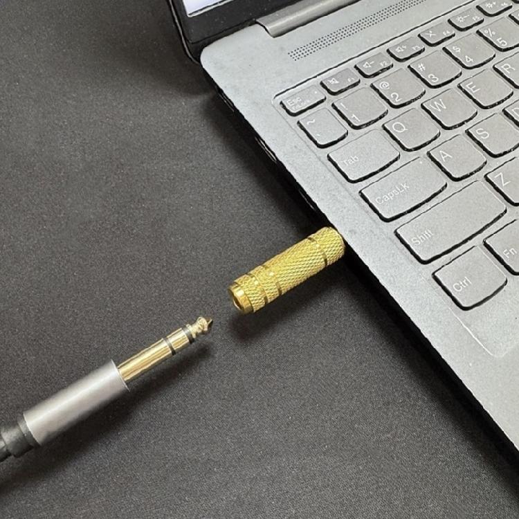 Gold Plate 6.5mm To 3.5mm Mono Adapter Seamlessly Instrument Connectivities High Fidelitys Signal Transfer Durability Build