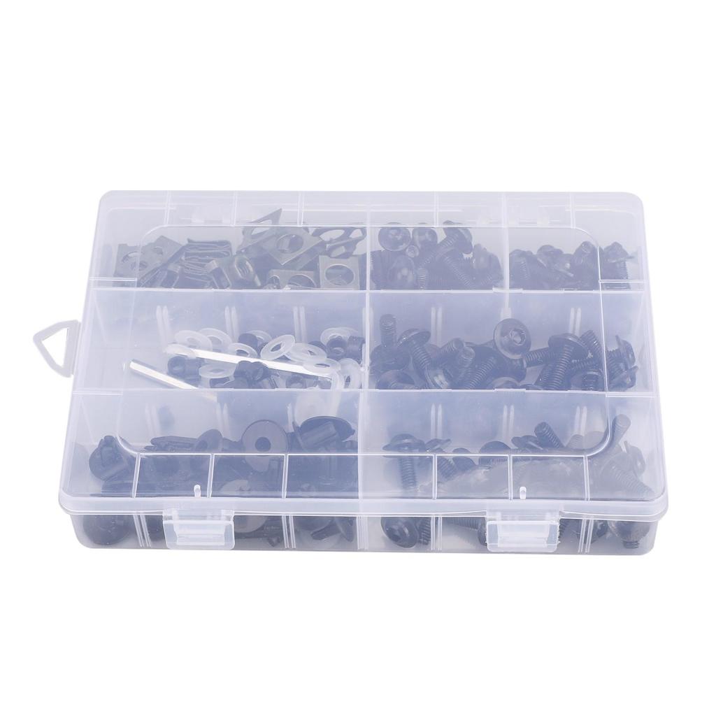 198PCS Motorcycle Sportbike Windscreen Fairing Bolts Kit Fastener Clips Screws for Honda Kawasaki Ducati