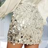 Glitter Sequin Dance Skirt High-Waisted Hip Wrapped Slimming Fit Sexy Skirt Stage Performances Mini Skirt
