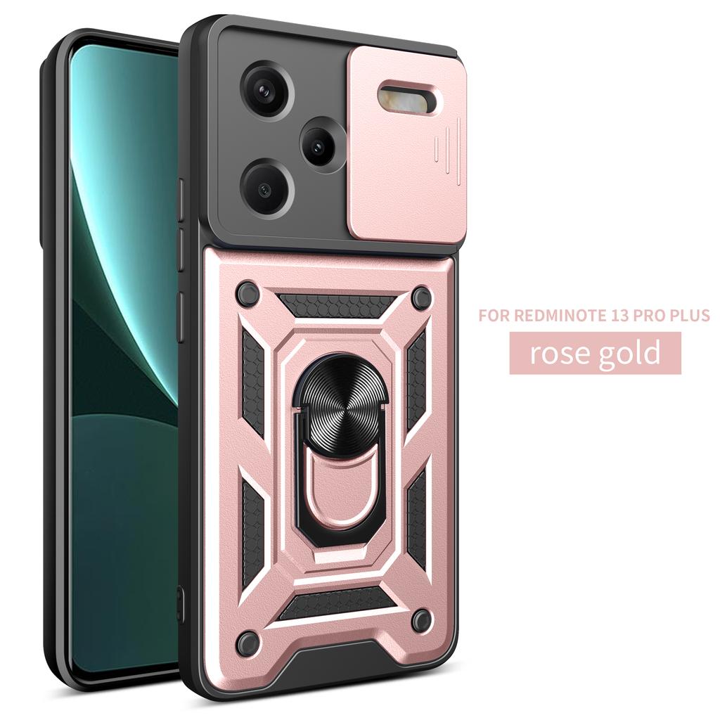 For Xiaomi Redmi Note 13 Pro + Case Redmi Note 13 pro Plus Magnetic Ring Holder Armor Phone Case Slide Camera Protect Back Cover