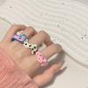 Colorful Sweet Irregular Doodle Handmade Enamel Rings for Women Simple Geometry Adjustable Opening Ring Y2K Fashion Zircon