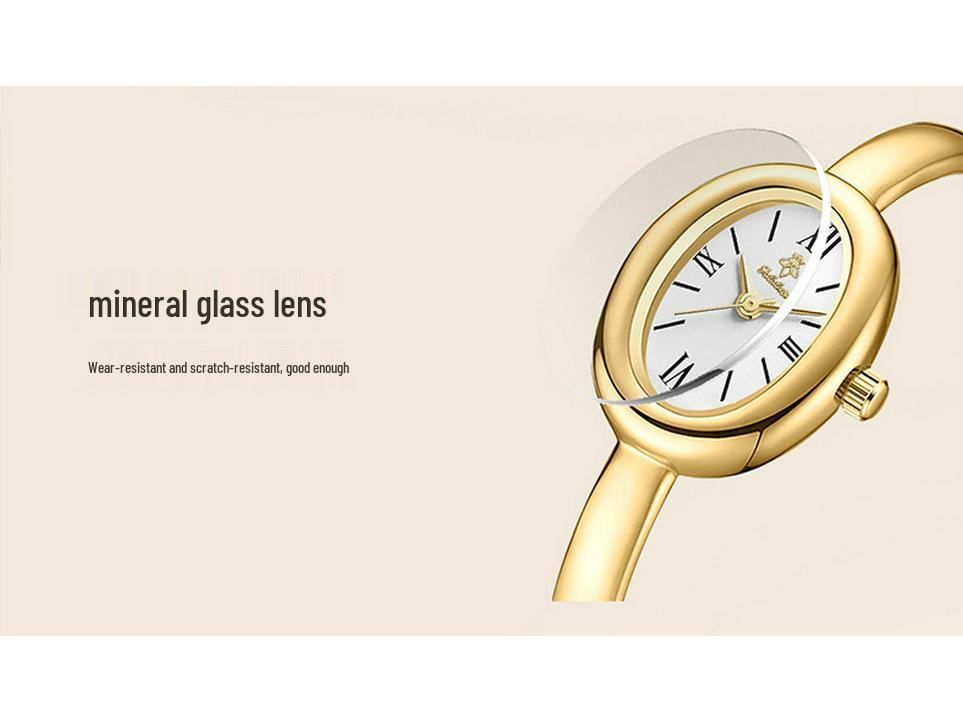 Yalalusi Gold Vintage Damen Minimalistische Quarz Oval Armbanduhr