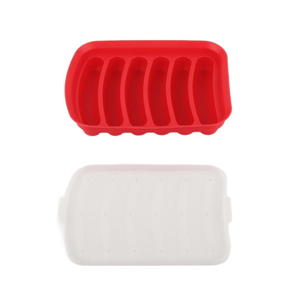 3pcs 6 Cavity Silicone Sausage Mold Food Grade Silicone Sausage Maker Mold  Home Kitchen Baking