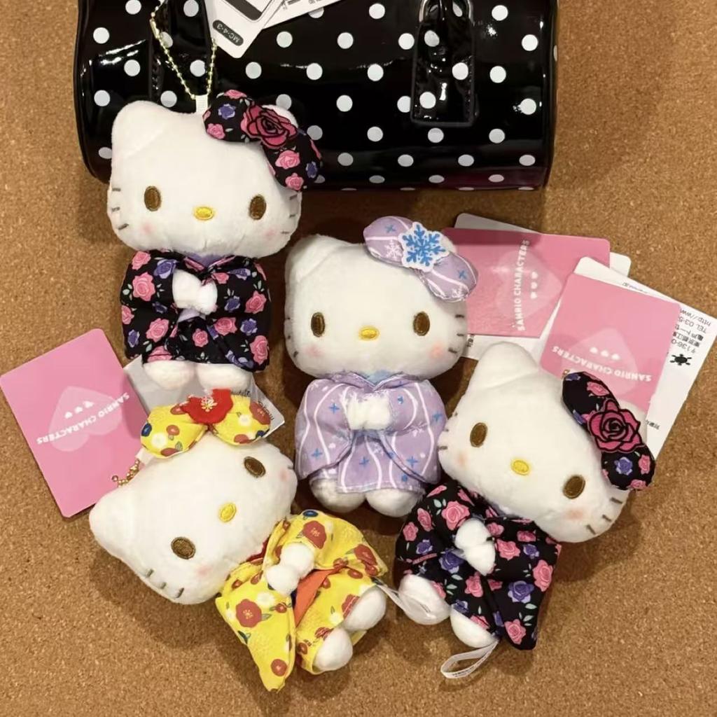 Cute KTcat Plush Dolls Keychain Kimono Themed Bag Pendant Soft Plush Accessories Cat Key Pendant for Girls Birthday Gift Toys