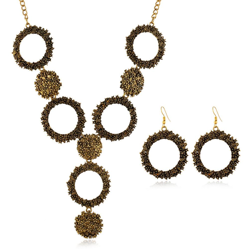 Retro Alloy Necklace Jewelry Set With Gold Plated Finish For Art Fashion Enthusiasts