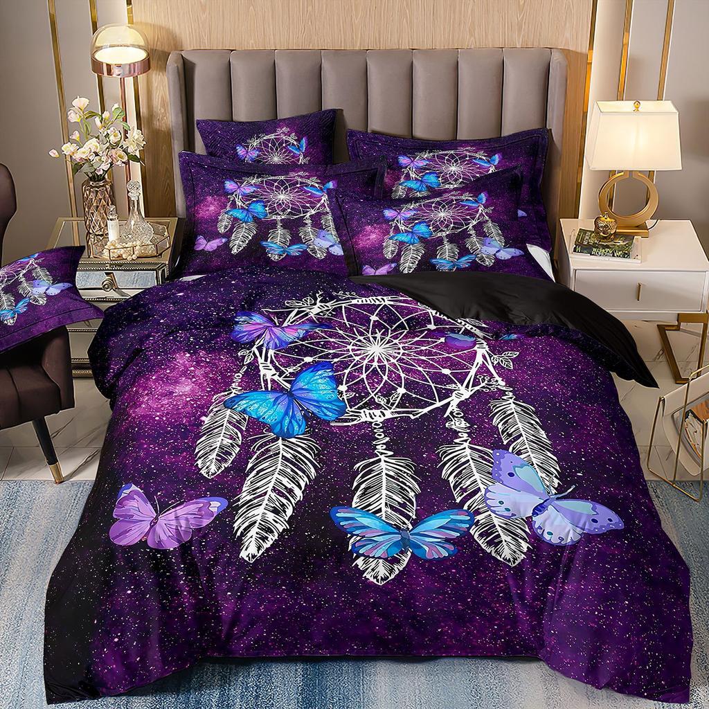 3D Digital Printing Abrasive Bedding Feather Three-Piece Set