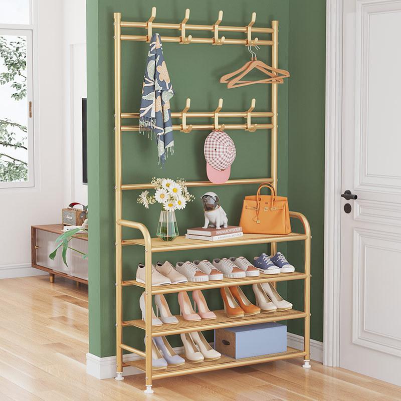 Floor-Standing Shoe Rack Multi-Layer Simple Clothes Hanger Space Saving Multi Functional Shoe Shelf Dustproof Sneakers Organizer