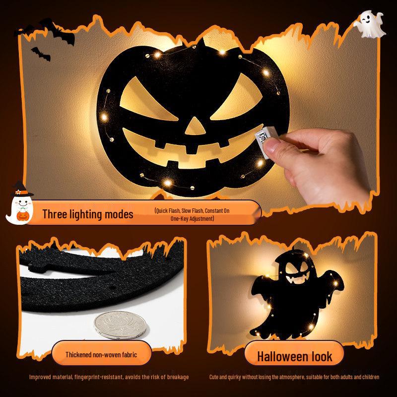 Halloween Hanging Pumpkin Lanterns with String Lights - Festive Scene Décor & Luminous Props