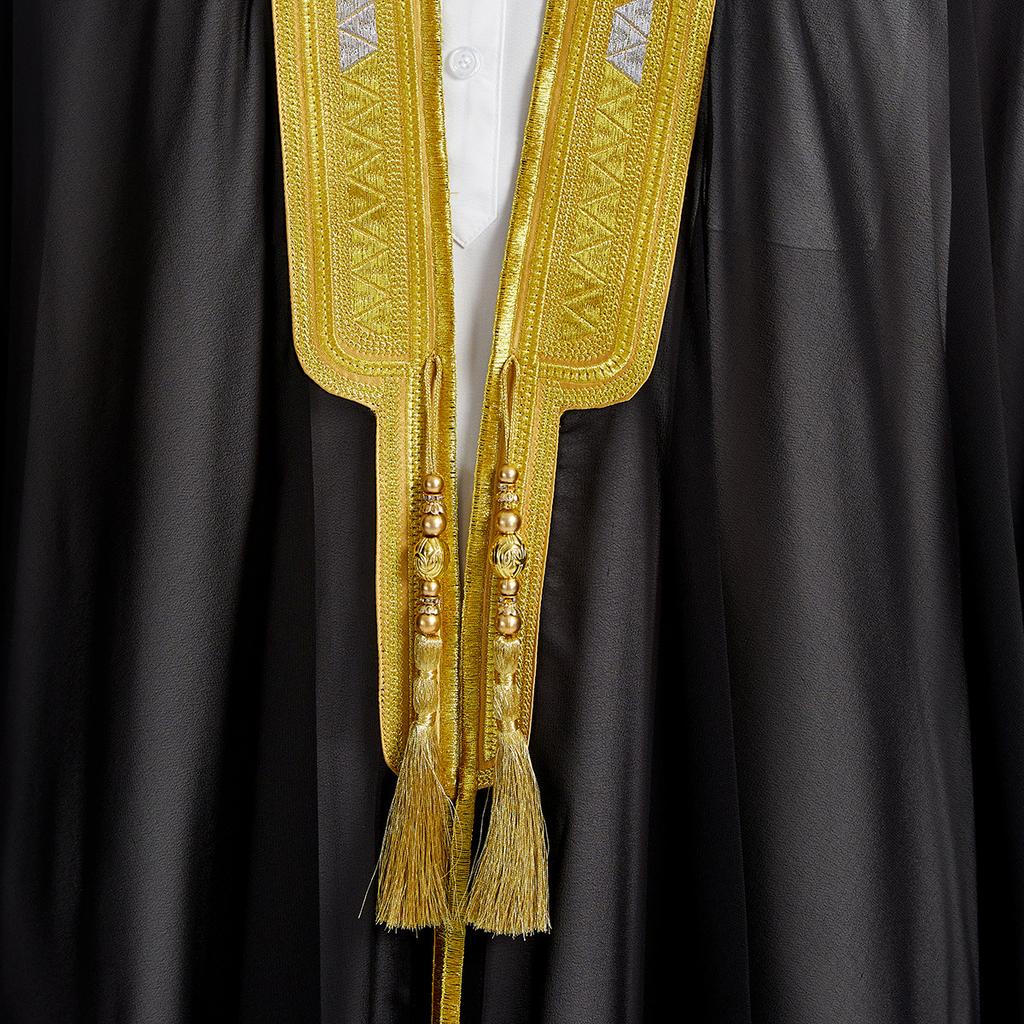 Men's Loose Long Robe Vintage Long Sleeve Cloak Embroidery Tassel Chiffon Cardigan Single Outerwear Traditional Casual Open Front Long Gown