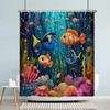 Lustige Meerestiere Kinder Duschvorhang Cartoon Aquarell Kunst Malerei Stil Polyester Stoff Duschvorhang Badezimmer Dekorati