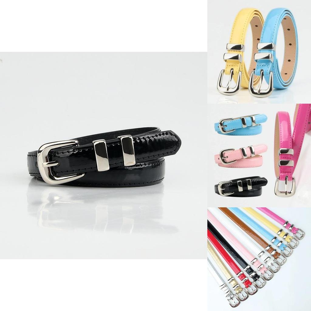 Elegant Womens Faux Leather Belt With Geometric Metal Buckle Trendy Versatile Accessory For Office And Outings