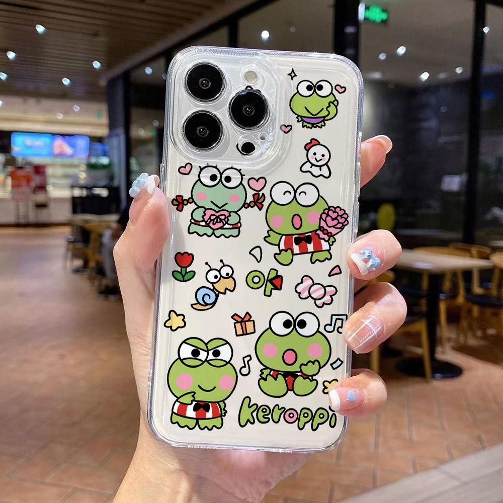 Cute Keroes Keroppies Phone Case for iPhone 17 Air 16 15 14 Plus 13 12 11 Pro Max X Xs XR 8 e Soft TPU Transparent Cover