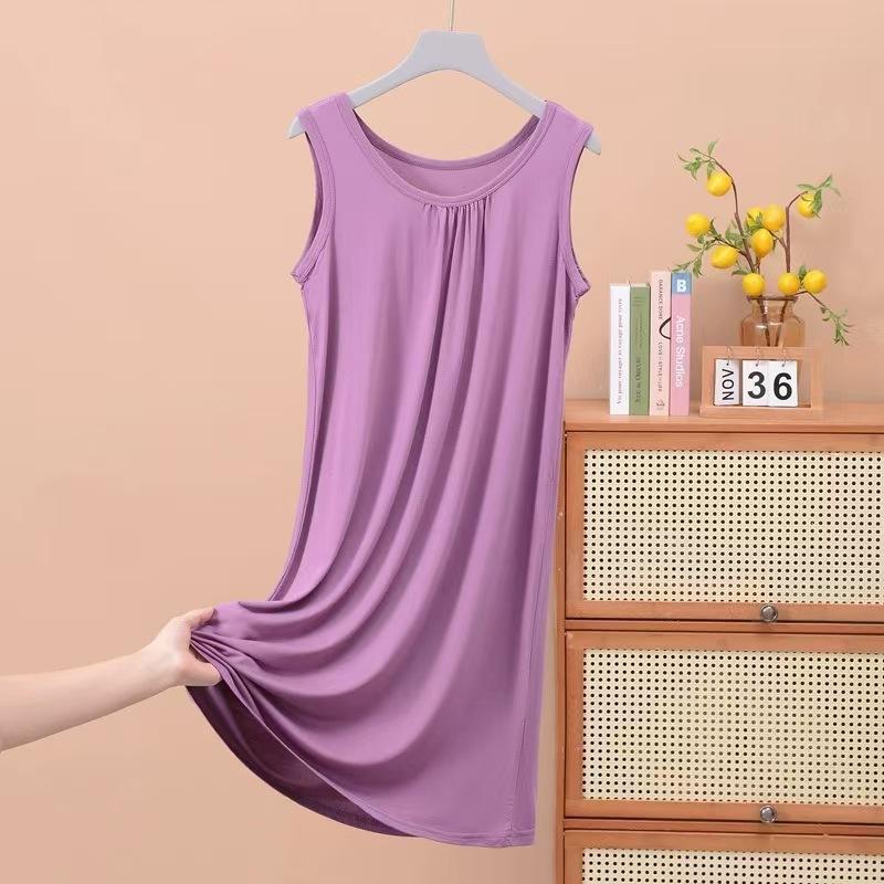 Pajama Women's Summer Sleeveless Vest Pajama Skirt, New Loose Large Size Suspender Skirt Spring and Summer