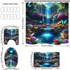 1/4PcsModern Bathroom Set Waterproof Shower Curtain with Anti Slip Mat Rug and Toilet Cover Machine Washable Polyester Bath Decor with Hooks