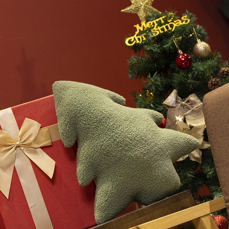 Christmas Tree Stuffed Throw Pillow Cute Soft Xmas Tree Plush Pillow Doll Decorative Sofa Cushion Home Christmas Party Decorgift