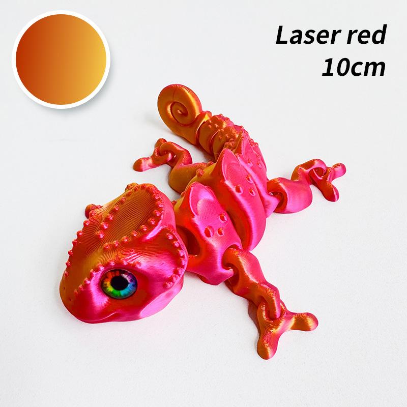 10/14CM 3D Printed Chameleon Figurine Joint Movable Chameleon Model with Simulation Eyes Gradient Color Chameleon Toy Gifts Kids