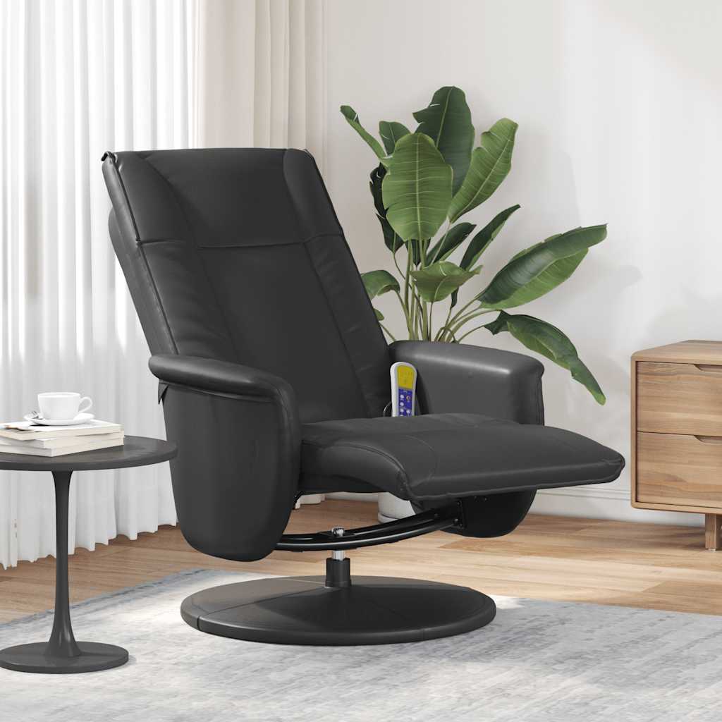 Vidaxl Poltrona Massageadora Reclinável Com Repousa-pés, Preta, Couro Sintético