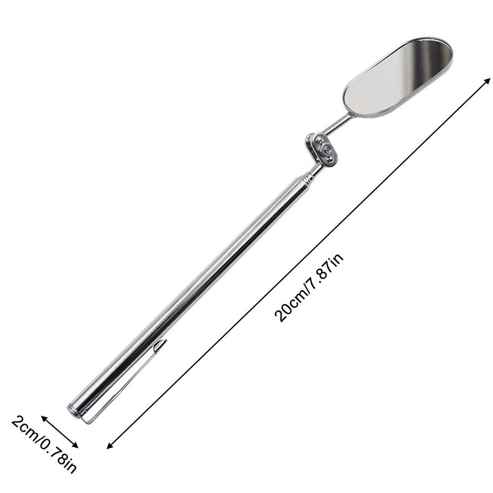 Inspection Mirrors With Light Telescopic Mirrors Folding 360-Degree Rotating Tough Elliptical Retractable Mirrors For Automobile серебряный