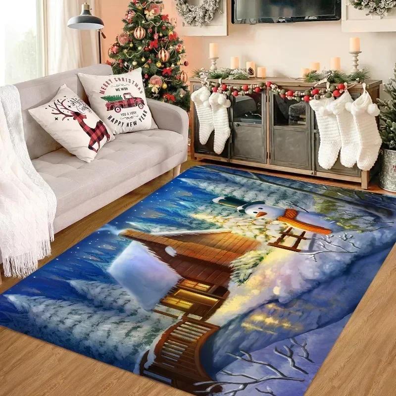 Christmas-Themed Carpet, Winter Snowman Floor Mat For Indoor And Outdoor Entrance, Home Decoration Accessory